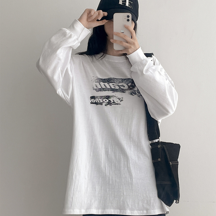 ビンテージグラフィック長袖Tシャツ WHITE