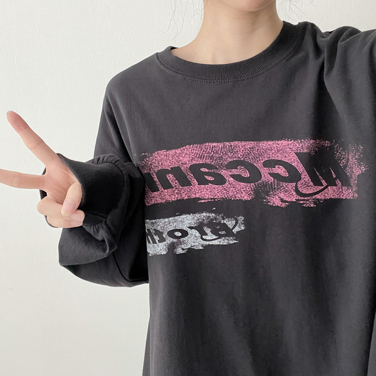 ビンテージグラフィック長袖Tシャツ CHARCOAL