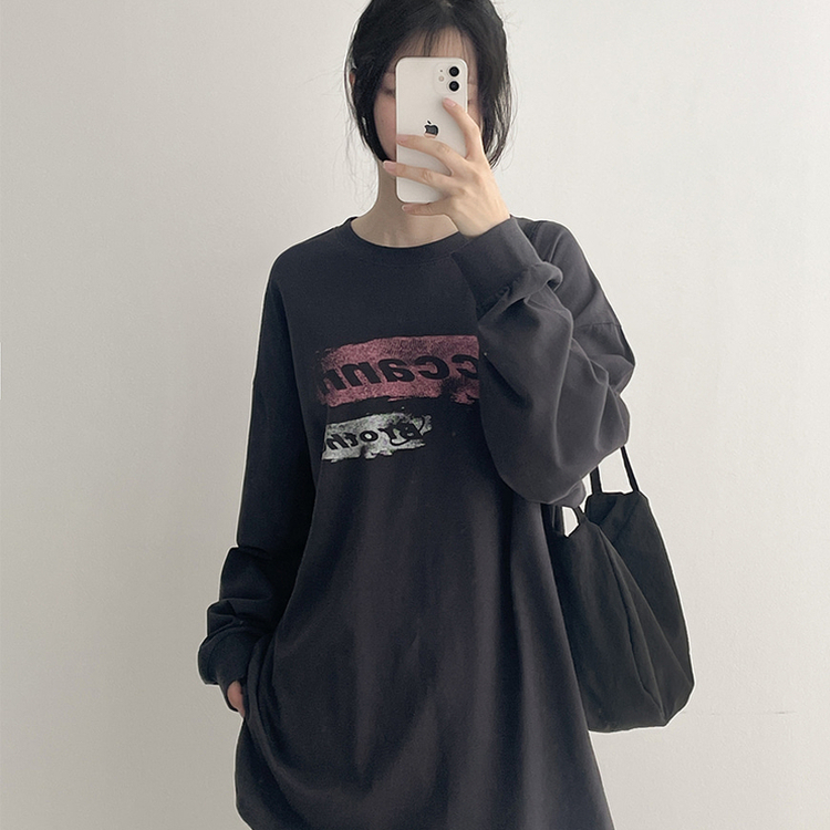 ビンテージグラフィック長袖Tシャツ CHARCOAL