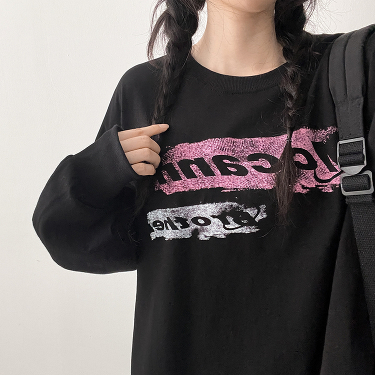 ビンテージグラフィック長袖Tシャツ BLACK