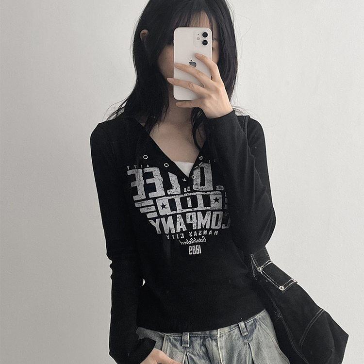 スナップリブ長袖カットソー BLACK