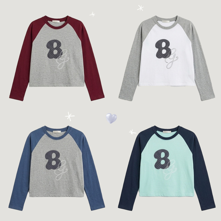 ラグラン刺繍長袖Tシャツ