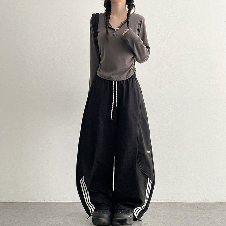 アノラックラインスポーティパンツ BLACK
