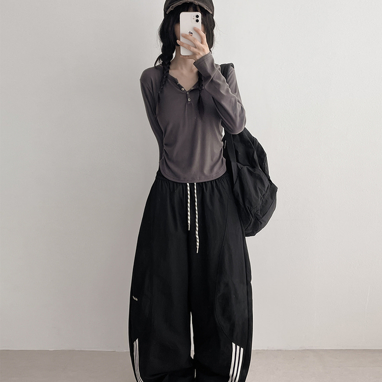 アノラックラインスポーティパンツ BLACK