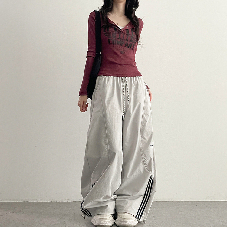 アノラックラインスポーティパンツ GREY