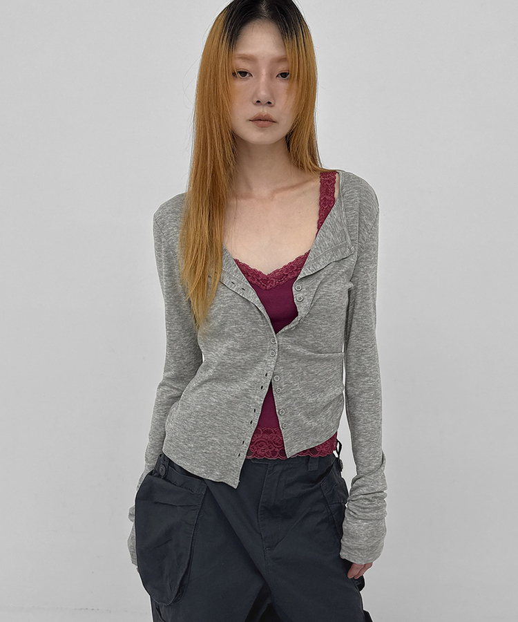 ウールテンセルラウンドカーディガン MELANGE GRAY