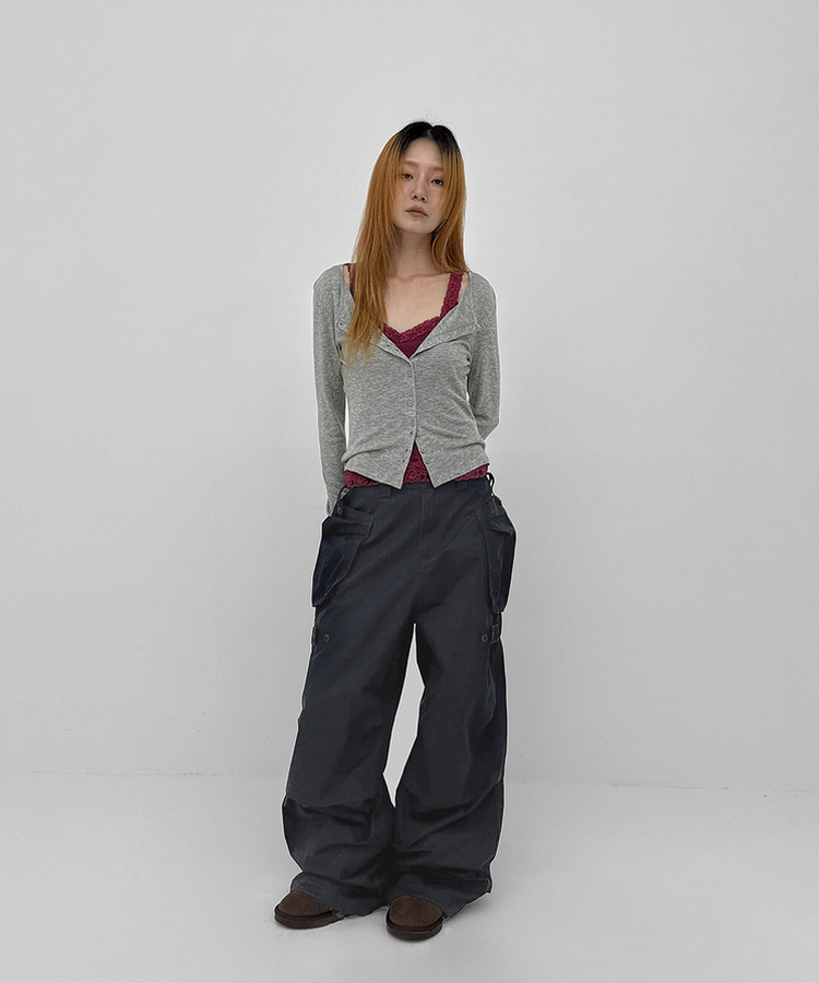 ウールテンセルラウンドカーディガン MELANGE GRAY