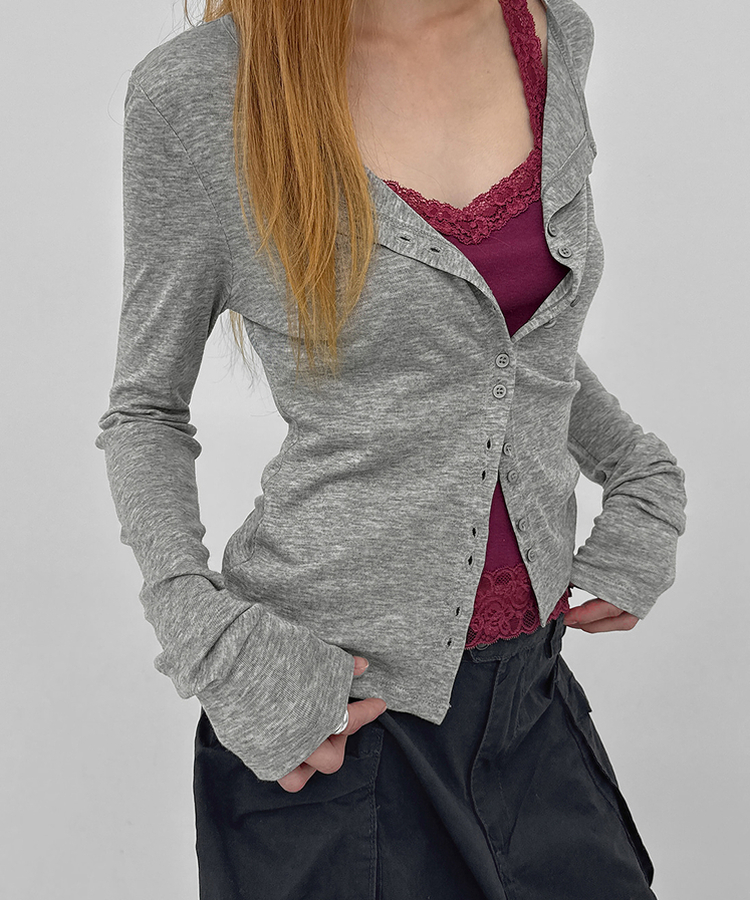 ウールテンセルラウンドカーディガン MELANGE GRAY