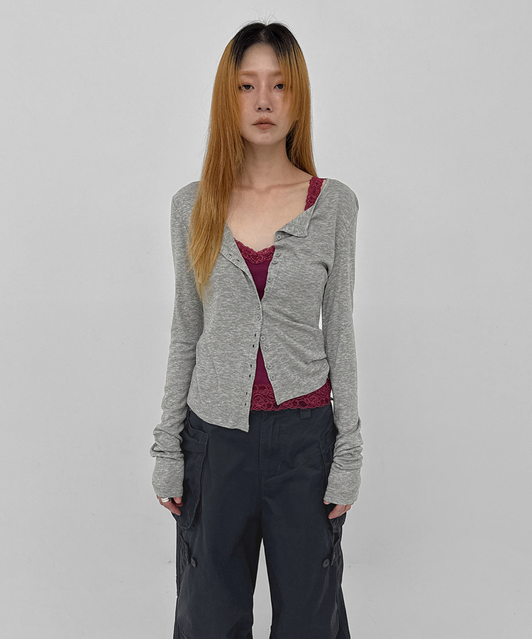 ウールテンセルラウンドカーディガン MELANGE GRAY