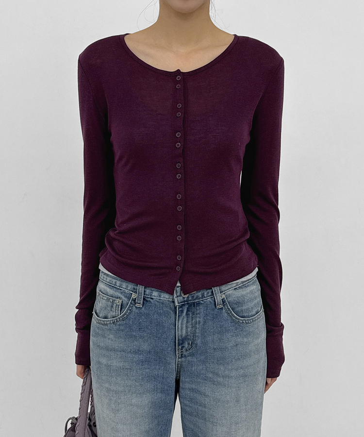 ウールテンセルラウンドカーディガン PURPLE