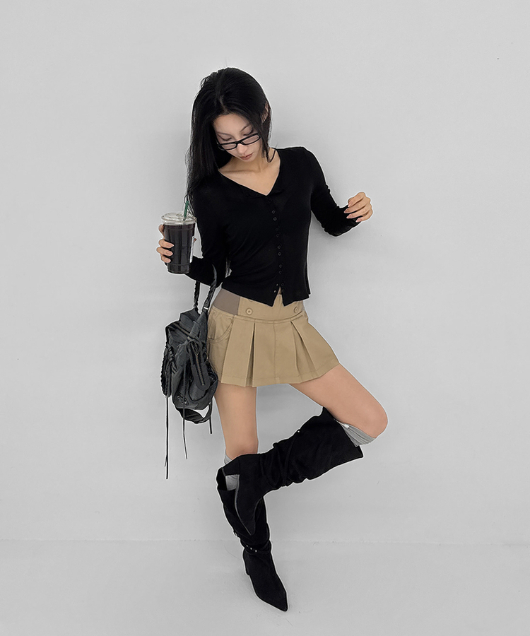 ウールテンセルラウンドカーディガン BLACK