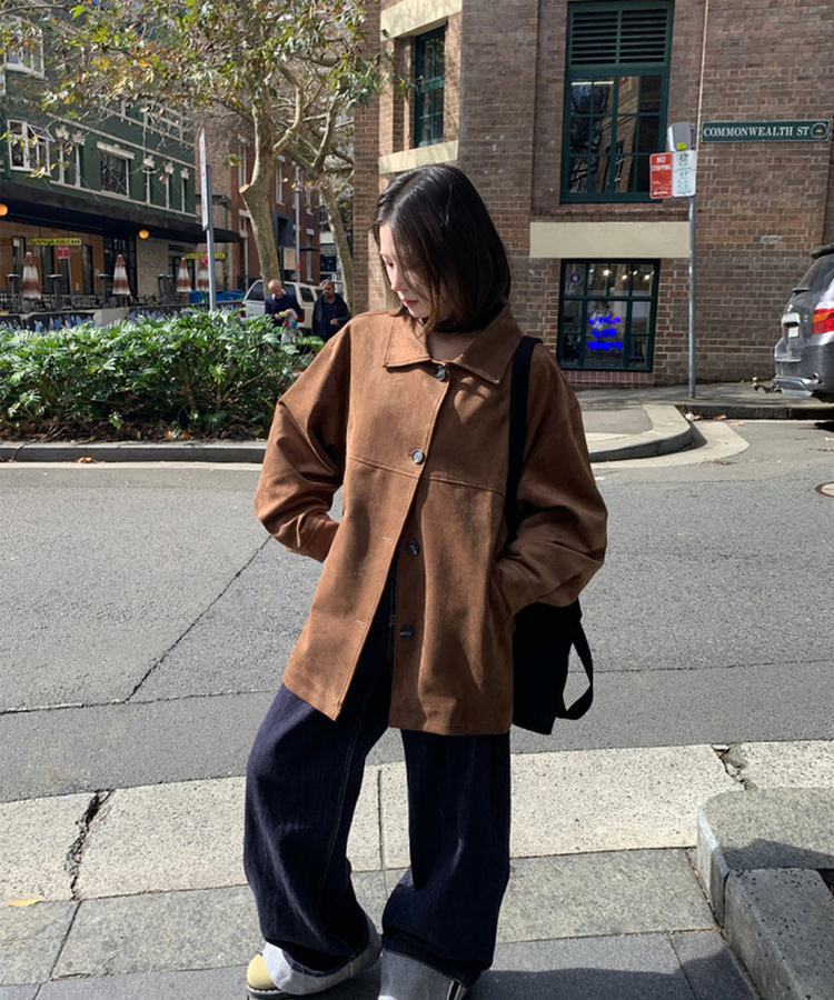 ラウンドスエードミドルジャケット BROWN