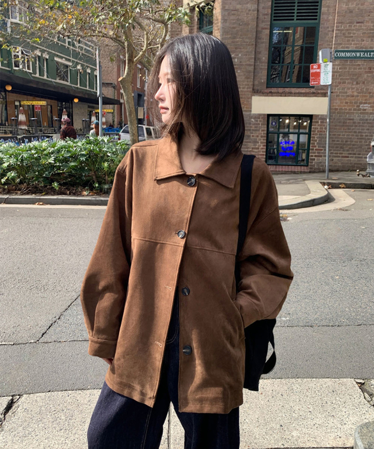ラウンドスエードミドルジャケット BROWN