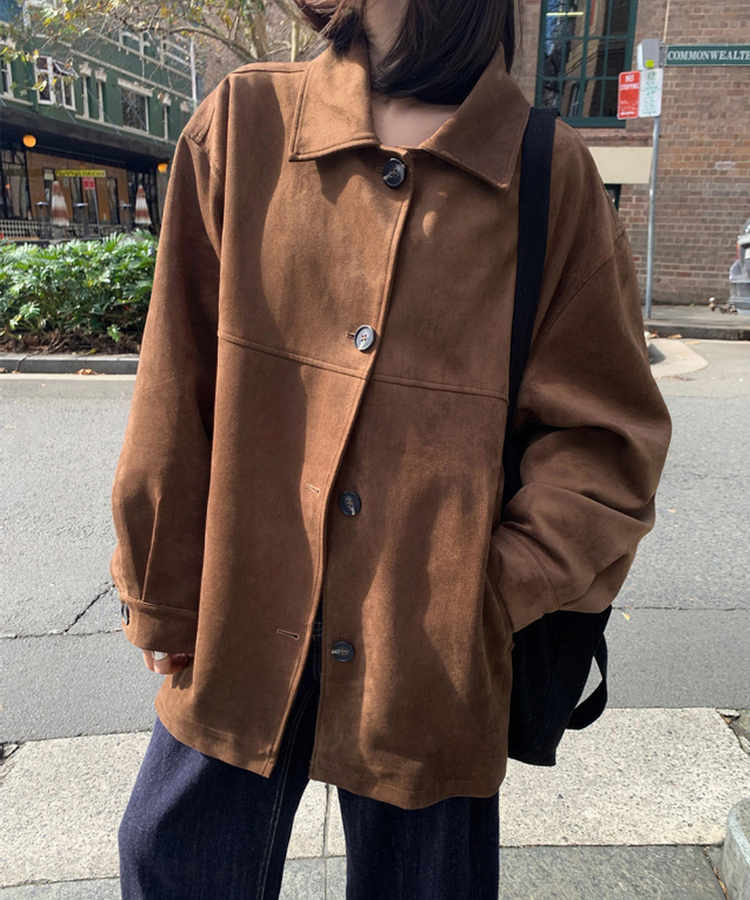 ラウンドスエードミドルジャケット BROWN