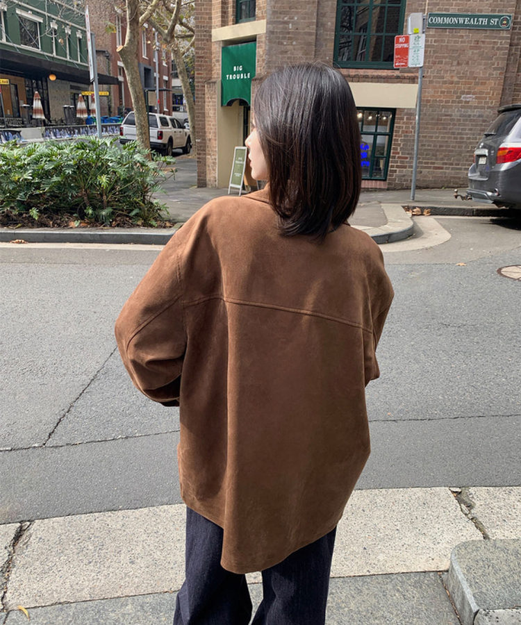 ラウンドスエードミドルジャケット BROWN