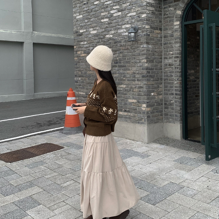 コーデュロイティアードロングスカート BEIGE