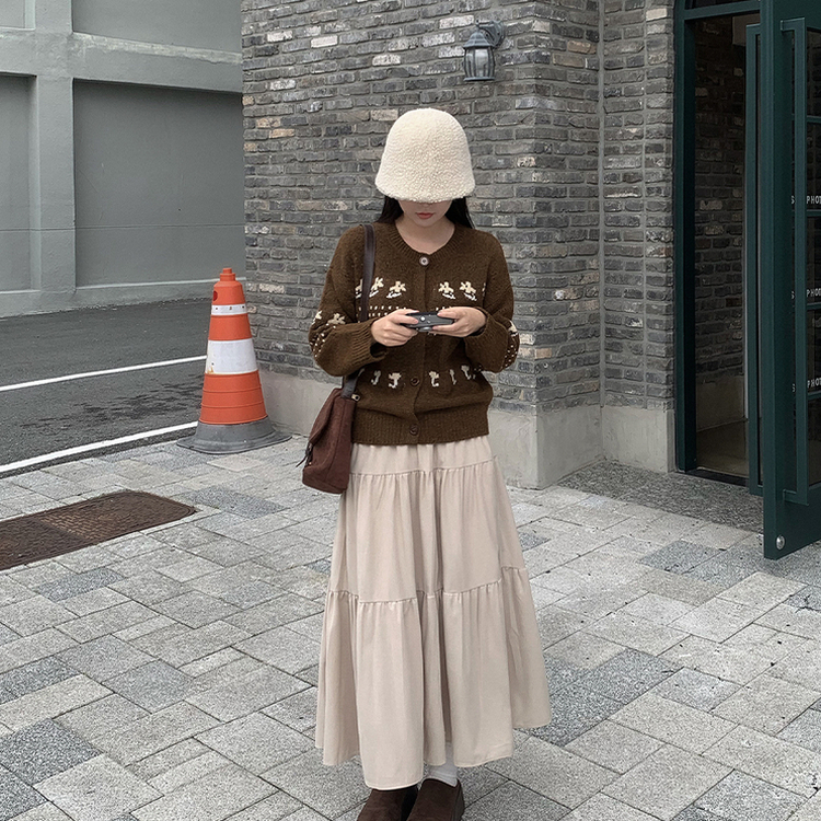 ノルディック厚手ウールルーズカーディガン BROWN