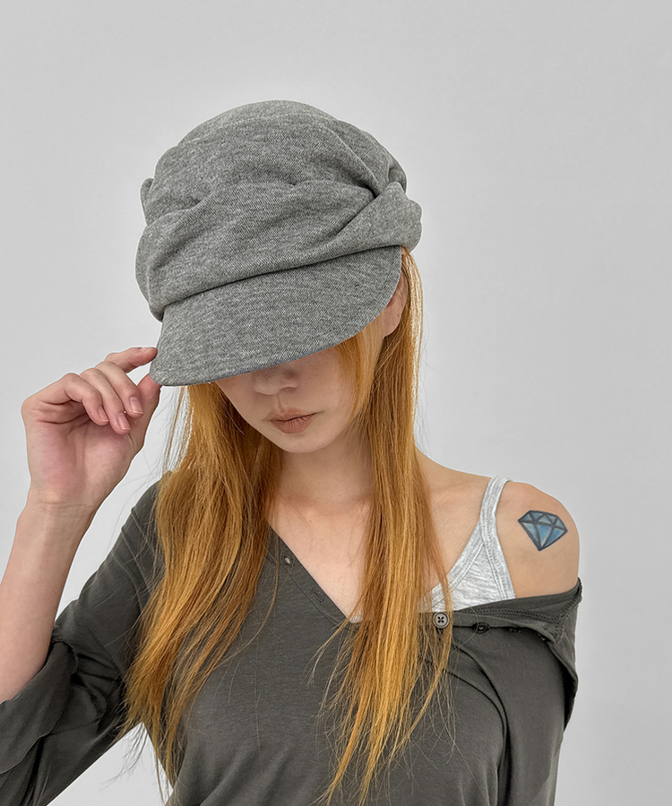 シワ加工シアーマリンキャップ GREY