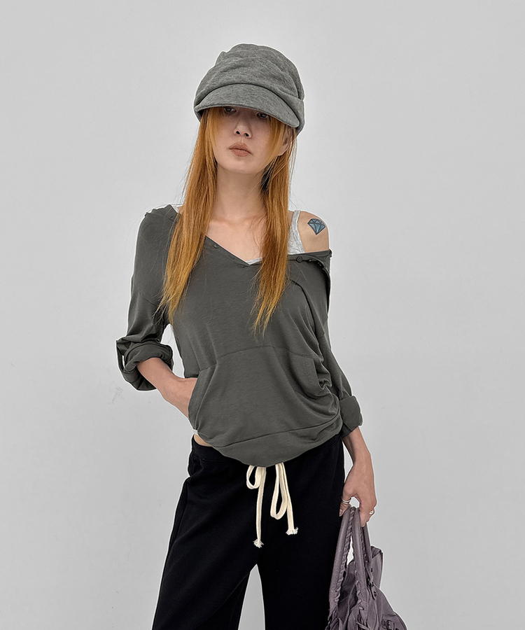 シワ加工シアーマリンキャップ GREY