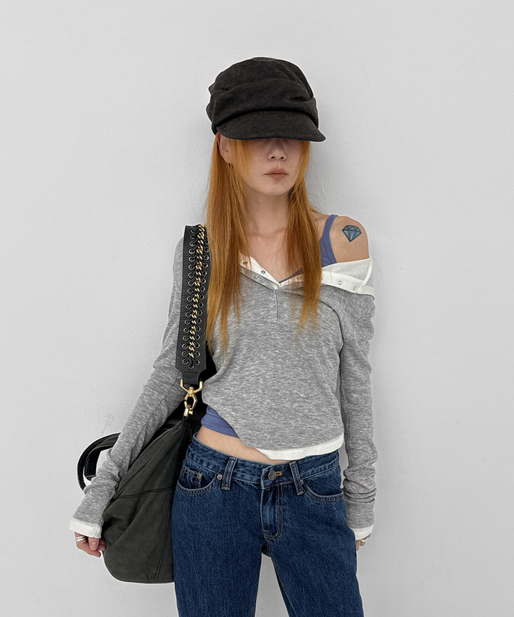 シワ加工シアーマリンキャップ CHARCOAL