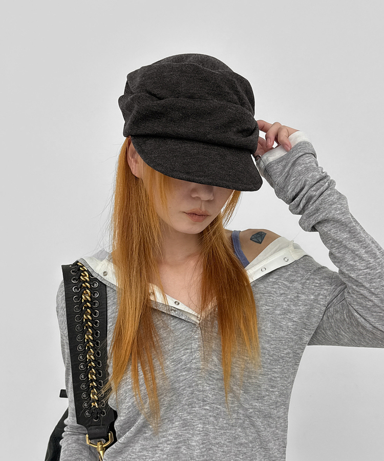 シワ加工シアーマリンキャップ CHARCOAL