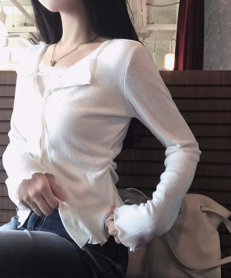 レースレイヤードカーディガンTシャツ IVORY