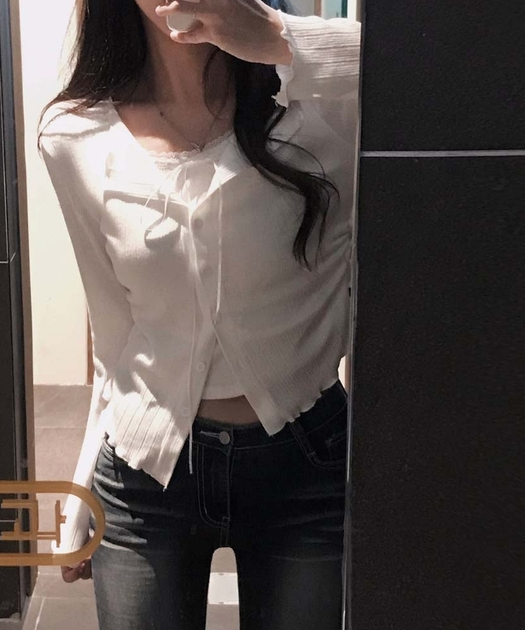 レースレイヤードカーディガンTシャツ IVORY