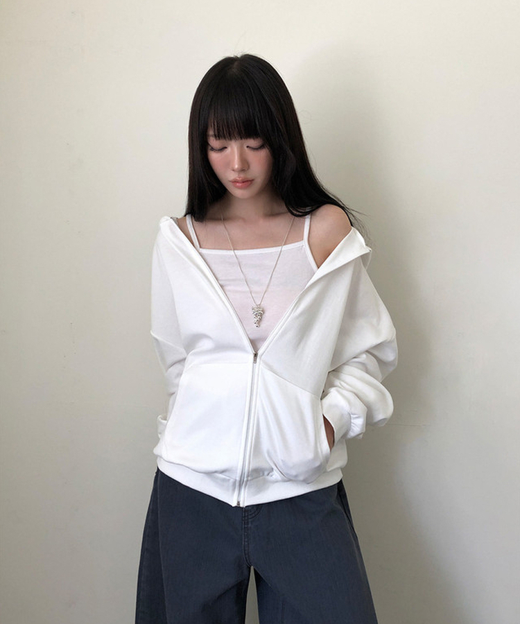 ジップアップフードトレーナー(6color) IVORY