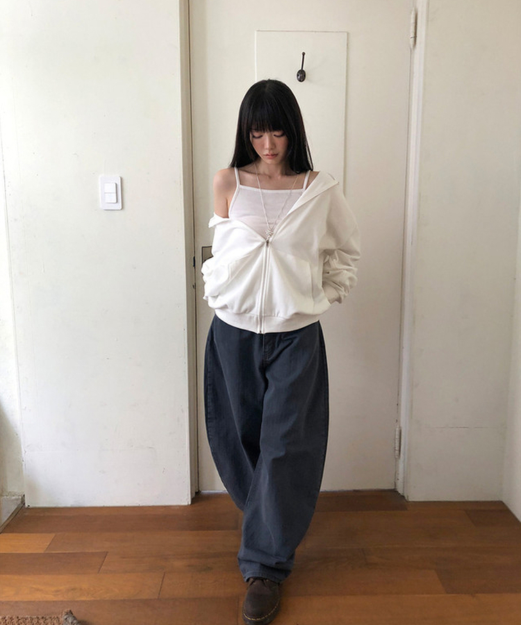 ジップアップフードトレーナー(6color) IVORY