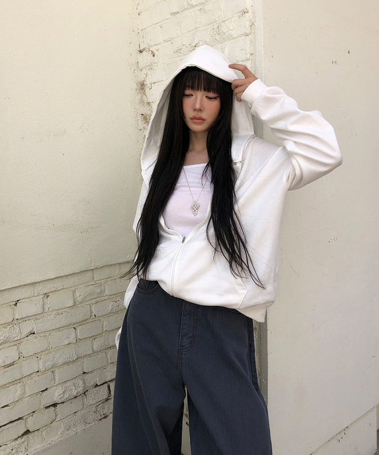 ジップアップフードトレーナー(6color) IVORY