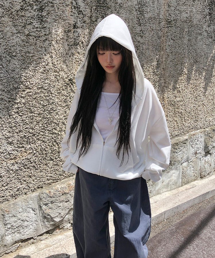 ジップアップフードトレーナー(6color) IVORY