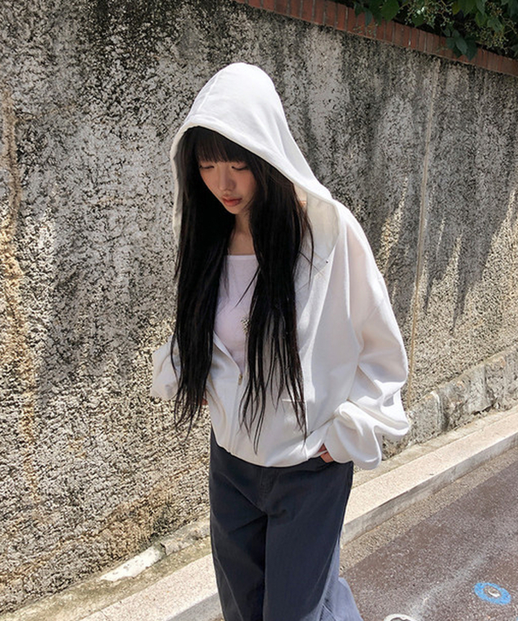 ジップアップフードトレーナー(6color) IVORY