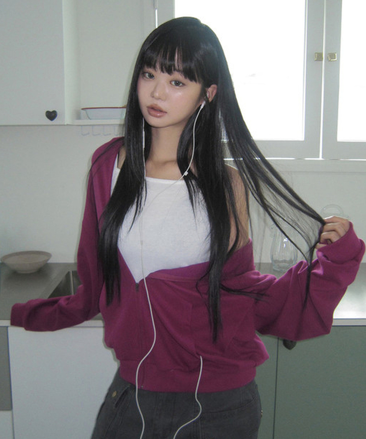 ジップアップフードトレーナー(6color) PLUM