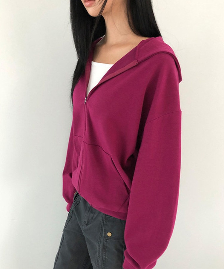 ジップアップフードトレーナー(6color) PLUM