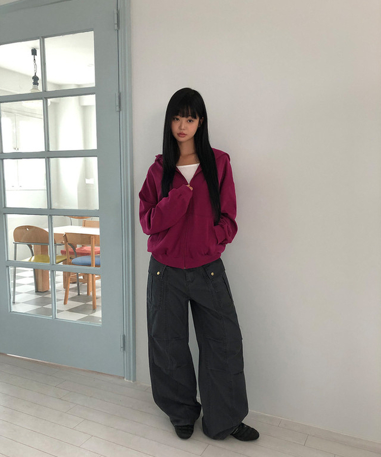 ジップアップフードトレーナー(6color) PLUM