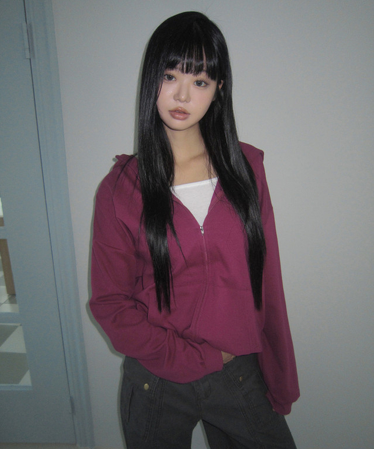 ジップアップフードトレーナー(6color) PLUM