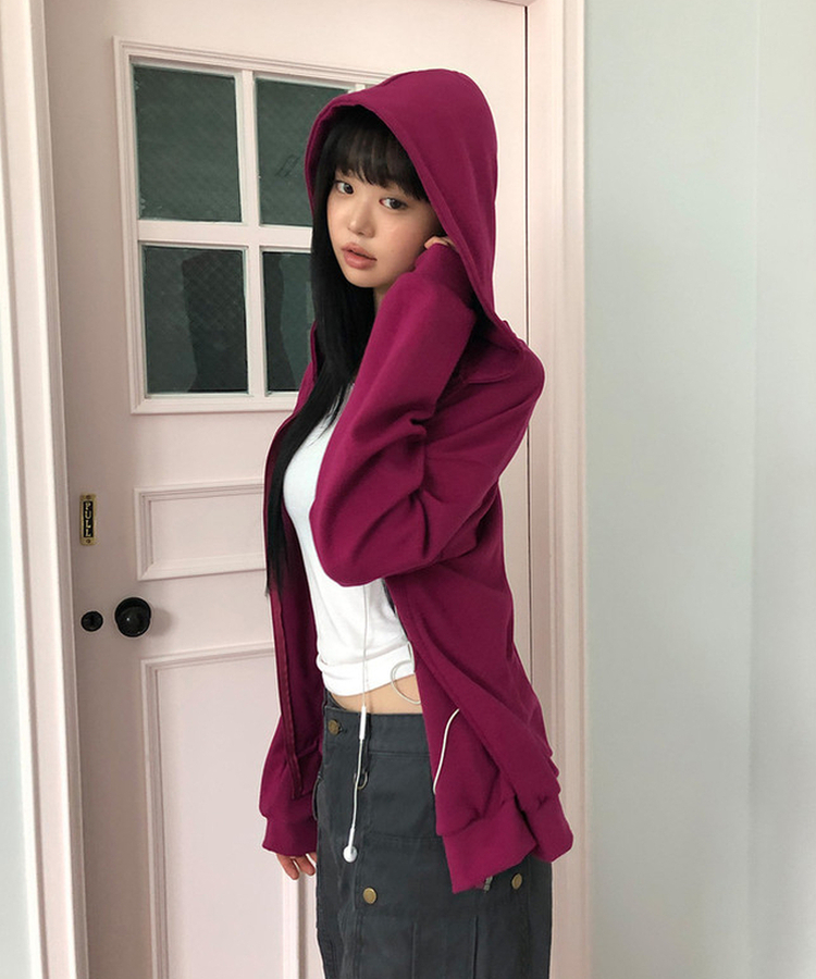 ジップアップフードトレーナー(6color) PLUM