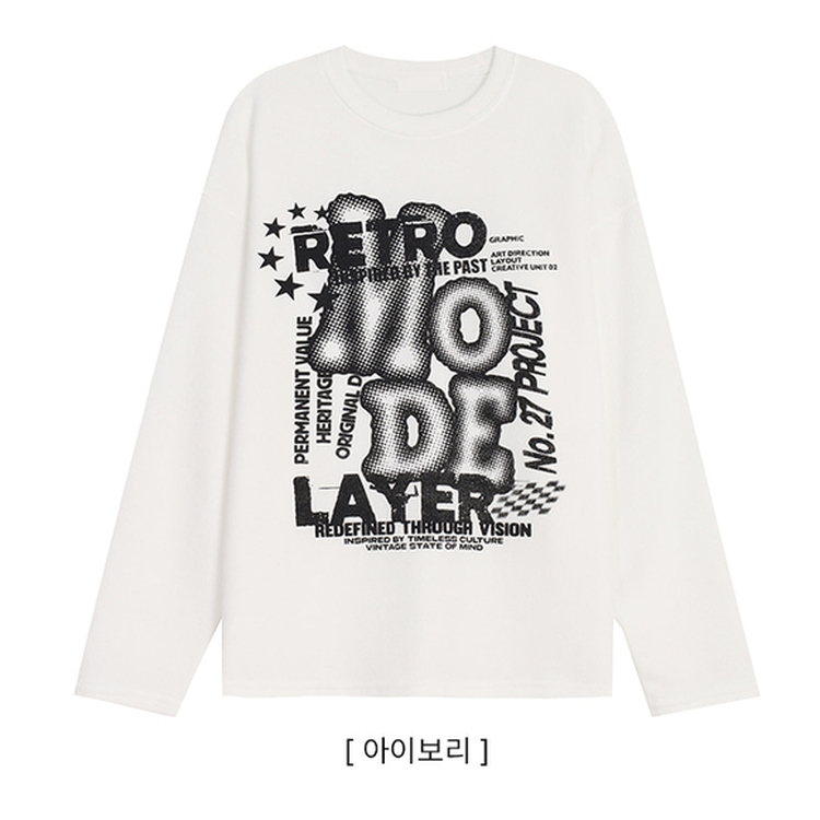 イラストプリントニット長袖Tシャツ