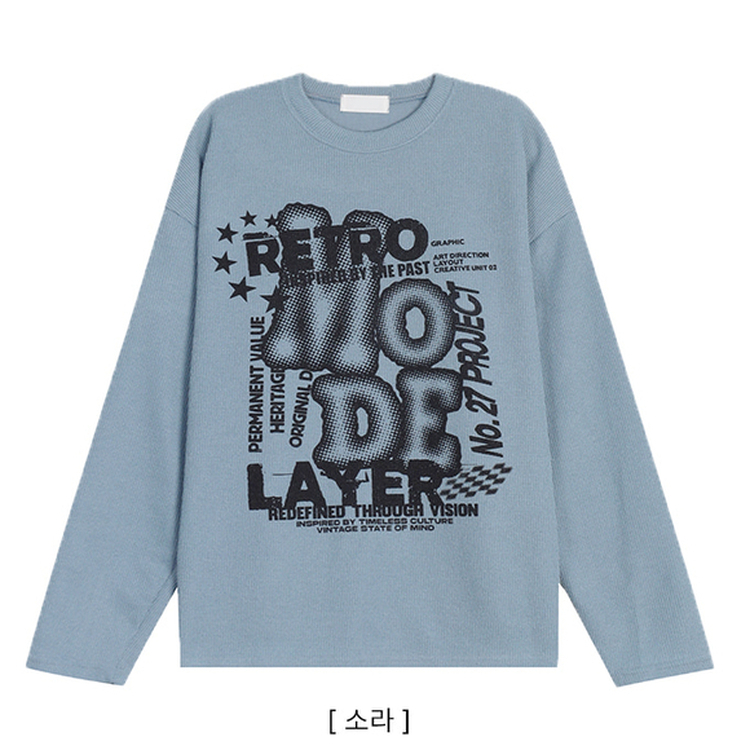 イラストプリントニット長袖Tシャツ