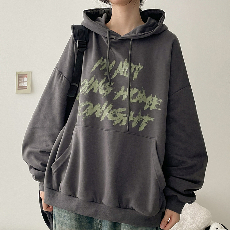 オーバーサイズフードトレーナー(6color) CHARCOAL
