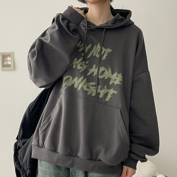 オーバーサイズフードトレーナー(6color) CHARCOAL