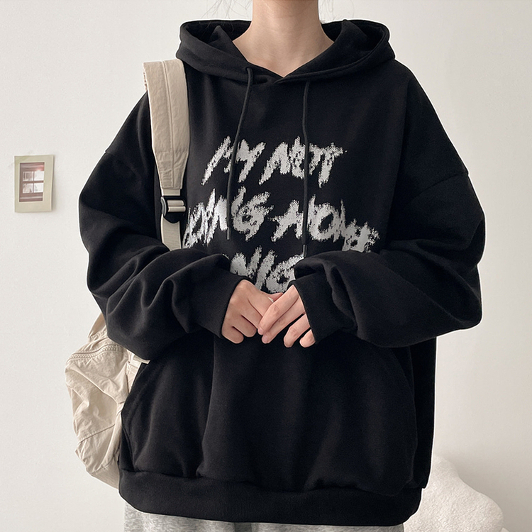 オーバーサイズフードトレーナー(6color) BLACK