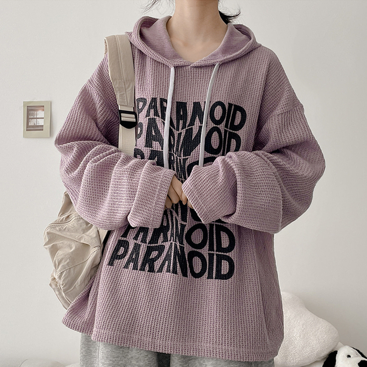 オーバーサイズリブフードニット LIGHT PURPLE