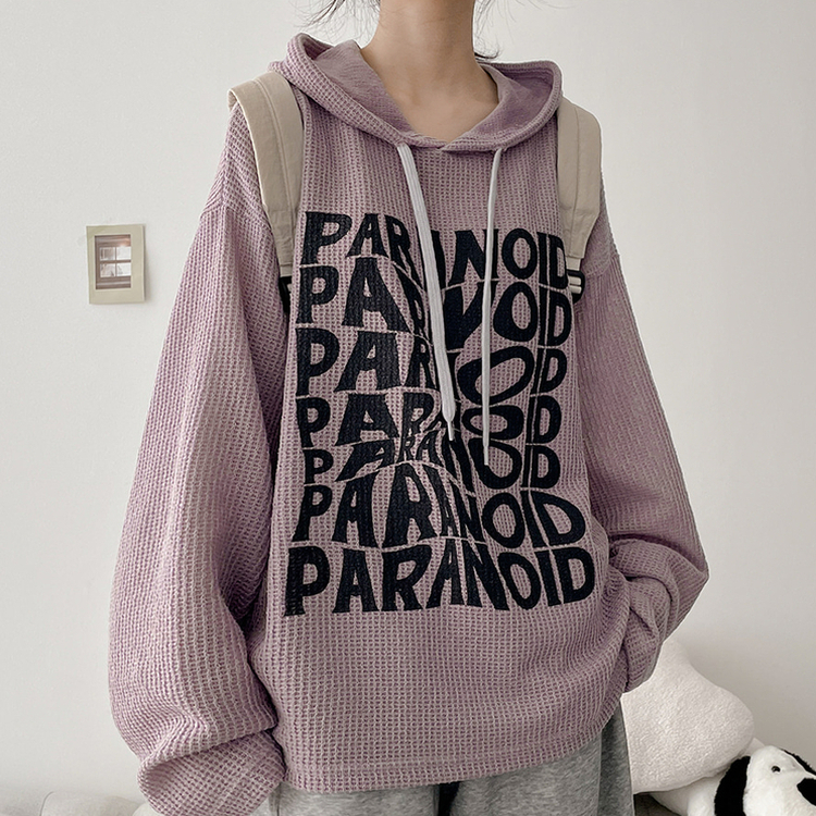 オーバーサイズリブフードニット LIGHT PURPLE