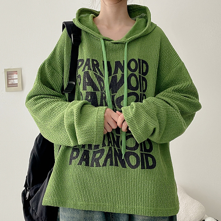 オーバーサイズリブフードニット GREEN