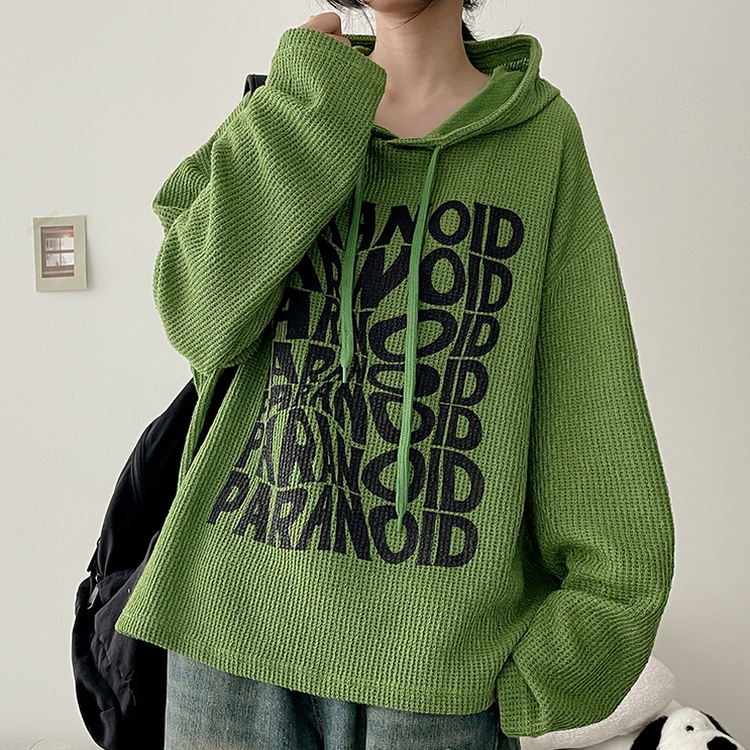 オーバーサイズリブフードニット GREEN