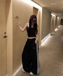 제니 트랙 와이드 롱팬츠 3color 블랙