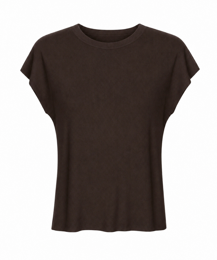 ハーフネックリブTシャツ