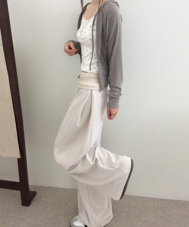 【丈別】シャーリングワイドトレーニングパンツ(5color) LIGHT BEIGE