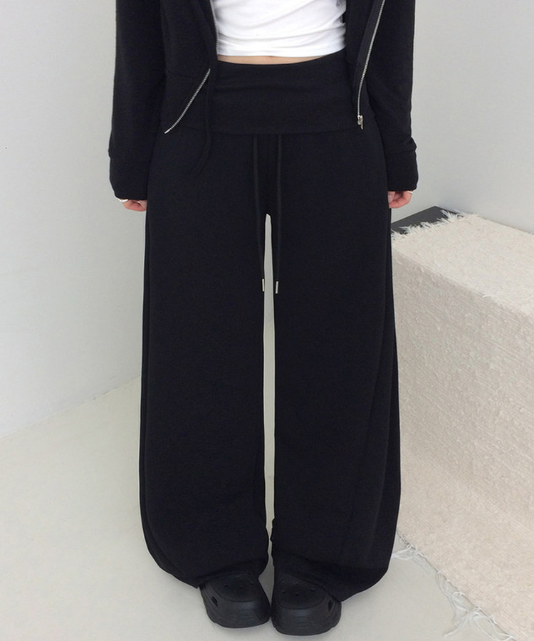 【丈別】シャーリングワイドトレーニングパンツ(5color) BLACK